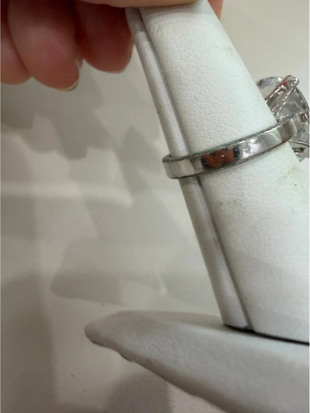Silver Tone Ring with Large Clear Oval Gemstone Size 5.75 EDCO